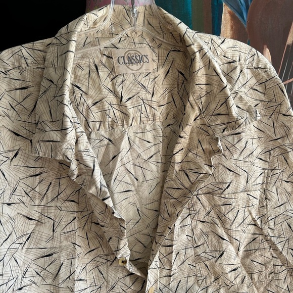 Vintage Classic Men's Casual Button Down Shirt - Cream and Black XXL - Picture 8 of 15